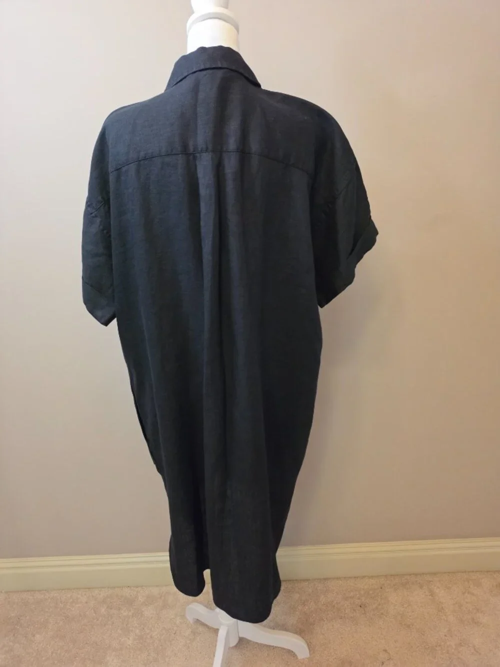J Crew Capitaine Black Linen Shirt Dress Size Large NWOT
